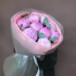 9 розовых пионов